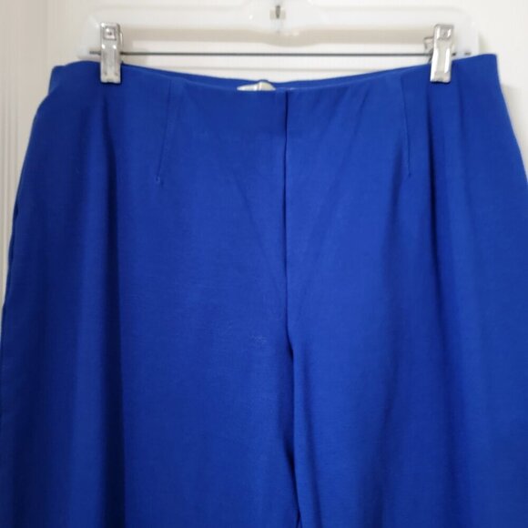 autres filles Size L Royal Blue Pull On Capri / Crop Stretch Pants Wide Leg, EUC - Picture 2 of 12